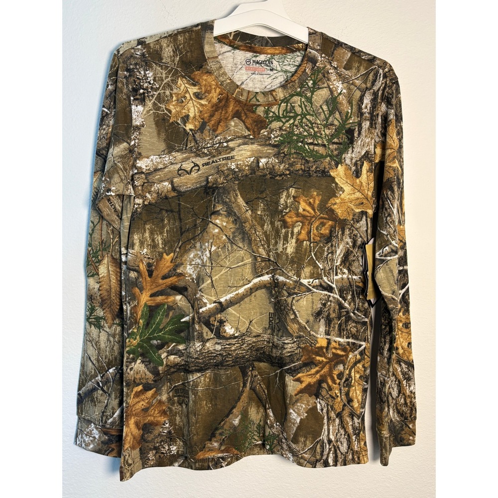 Magellan Outdoors Mens Realtree Edge Camo Long Sleeve Shirt Hunt Gear Medium NEW